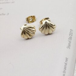 Shell Earrings, Seashell Stud Earrings, gold