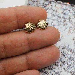 Shell Earrings, Seashell Stud Earrings, gold