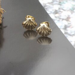 Shell Earrings, Seashell Stud Earrings, gold