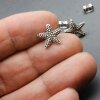 5 Pairs Starfish Stud Earrings, antique silver