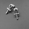 5 Pairs Ankh Stud Earrings, antique silver