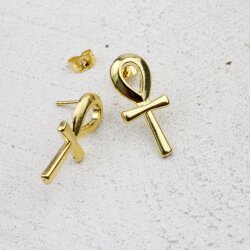 Ankh, Anch Ohrstecker, gold