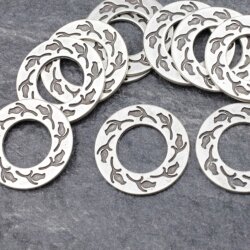 10 Tulip charms Connector, Circle ring