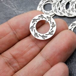 10 Tulip charms Connector, Circle ring