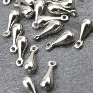 50 Mini Drop Charms Rhodium Imitation