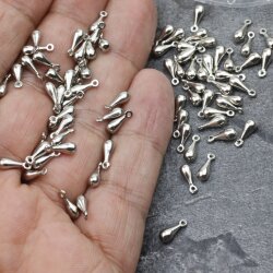 50 Rhodium Plated Mini Drop Charms