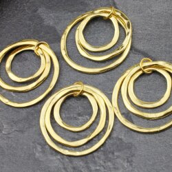 5 Gold Kreise Anhänger, Drei Ringe Anhänger