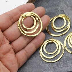 5 Triple Circle Gold Charms Pendant