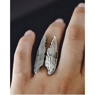 Antique Silver Angel Wings Ring