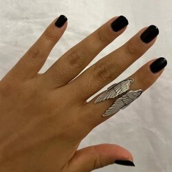 Antique Silver Angel Wings Ring