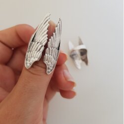 Antique Silver Angel Wings Ring