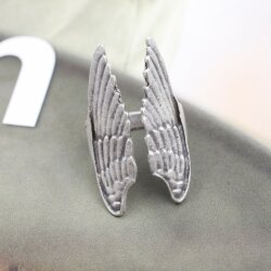 Antique Silver Angel Wings Ring