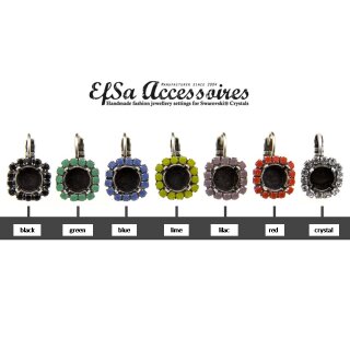 Ohrring Fassung altkupfer mit farbigen Perlenrand fr 8 mm Chatons, Rivoli Swarovski Stein