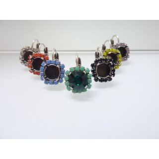 Ohrring Fassung altkupfer mit farbigen Perlenrand fr 8 mm Chatons, Rivoli Swarovski Stein