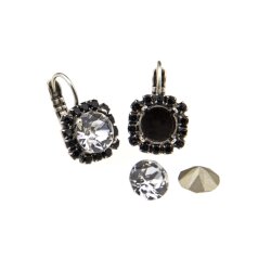 Earring setting Rhodium Imitation with coloured beaded...