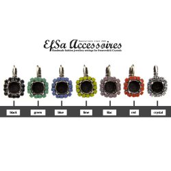 Earring setting Rhodium Imitation with coloured beaded...