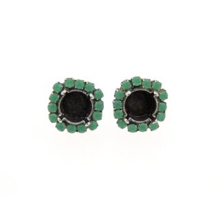 Ohrstecker Fassung altsilber mit farbigen Perlenrand fr 8 mm Chatons, Rivoli Swarovski Stein