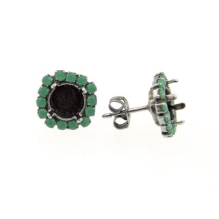 Ohrstecker Fassung altkupfer mit farbigen Perlenrand fr 8 mm Chatons, Rivoli Swarovski Stein