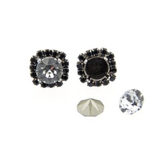 Ohrstecker Fassung altkupfer mit farbigen Perlenrand fr 8 mm Chatons, Rivoli Swarovski Stein