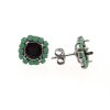 Stud earring setting antique copper with coloured beaded border for 8 mm Chatons, Rivoli Swarovski Crystals