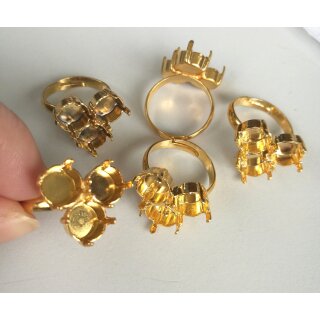 16 mm Ring Fassung schmale Schiene für 8 mm Chatons, Rivoli Swarovski Kristall
