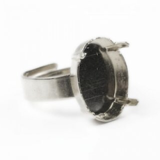 Ring Fassung mit 16 mm Schiene für Swarovski Stein18x13 mm Oval Swarovski Stein
