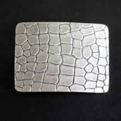 Croco Look Belt Buckle, antique silver