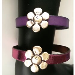 Flower Leather Bracelt with magnetic closure