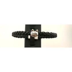 Geflochtenes Lederarmband Katze mit Magnetverschluss