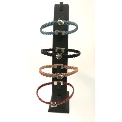 Geflochtenes Lederarmband Katze mit Magnetverschluss