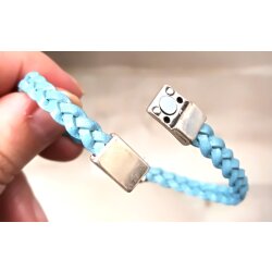 Cute braided leather bracelet cat with magnetic closure