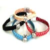 Cute braided leather bracelet cat with magnetic closure