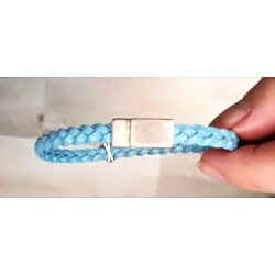 Cute braided leather bracelet Fleur-de-Lys with magnetic closure