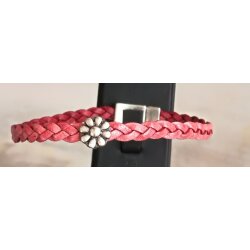 Cute braided leather bracelet Flower with magnetic closure