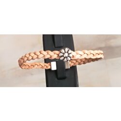 Cute braided leather bracelet Flower with magnetic closure