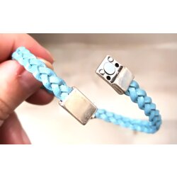 Cute braided leather bracelet Flower with magnetic closure