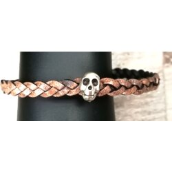 Braided leather bracelet Skull with magnetic closure