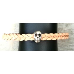 Braided leather bracelet Skull with magnetic closure