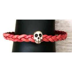 Braided leather bracelet Skull with magnetic closure