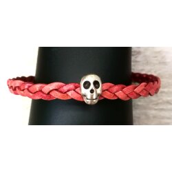 Geflochtenes Lederarmband Totenkopf mit Magnetverschluss