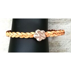 Cute braided leather bracelet Flower with magnetic closure