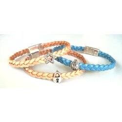 Cute braided leather bracelet Lock with magnetic closure