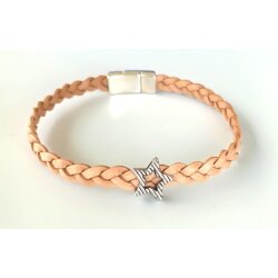 Cute braided leather bracelet Star with magnetic closure