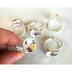 Ring Fassung gedreht für 14 mm Rivoli Swarovski...