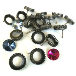 Stud earring setting for 14 mm Rivoli Swarovski Crystals