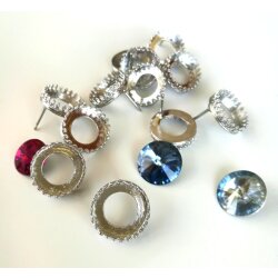 Stud earring setting for 14 mm Rivoli Swarovski Crystals