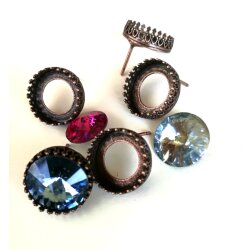 Stud earring setting for 14 mm Rivoli Swarovski Crystals