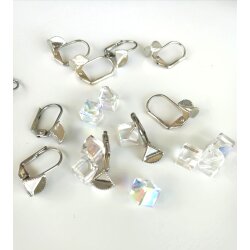 Earring setting for 6 mm Cube Swarovski Crystals
