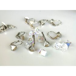 Earring setting for 6 mm Cube Swarovski Crystals