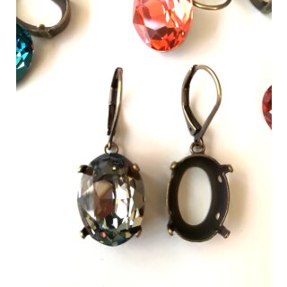 Earring setting for 18x13 mm Oval Swarovski Crystals